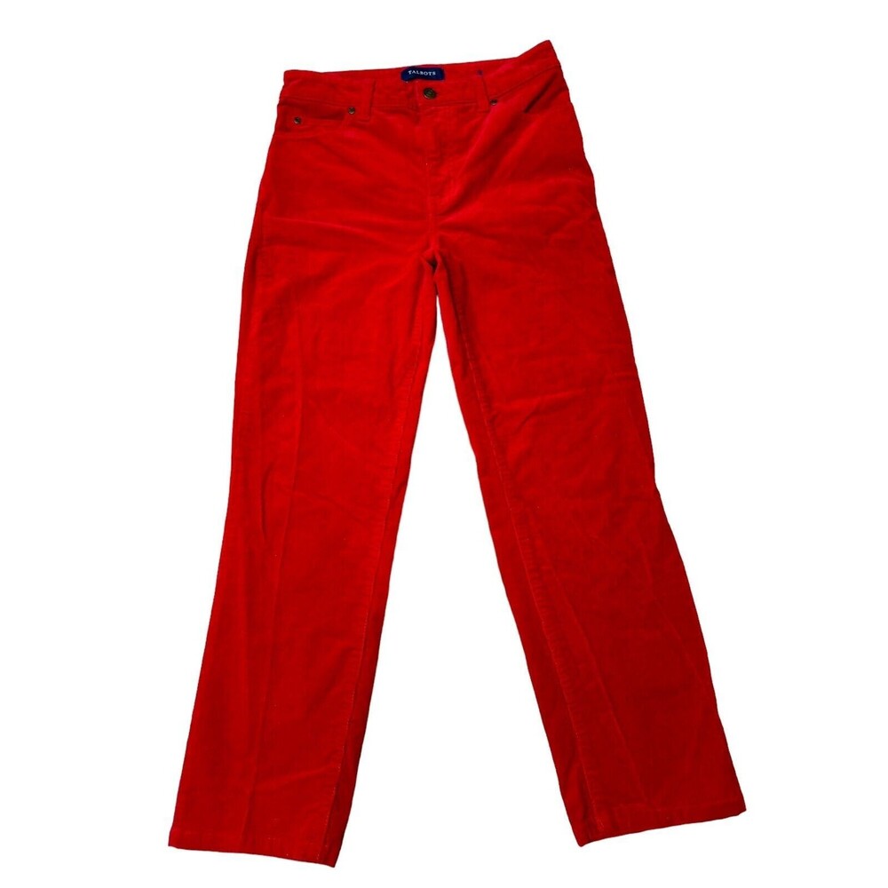 Talbot's Women’s Red Corduroy Pants Sz 28” Waist Petite High-Rise/Straight-Leg